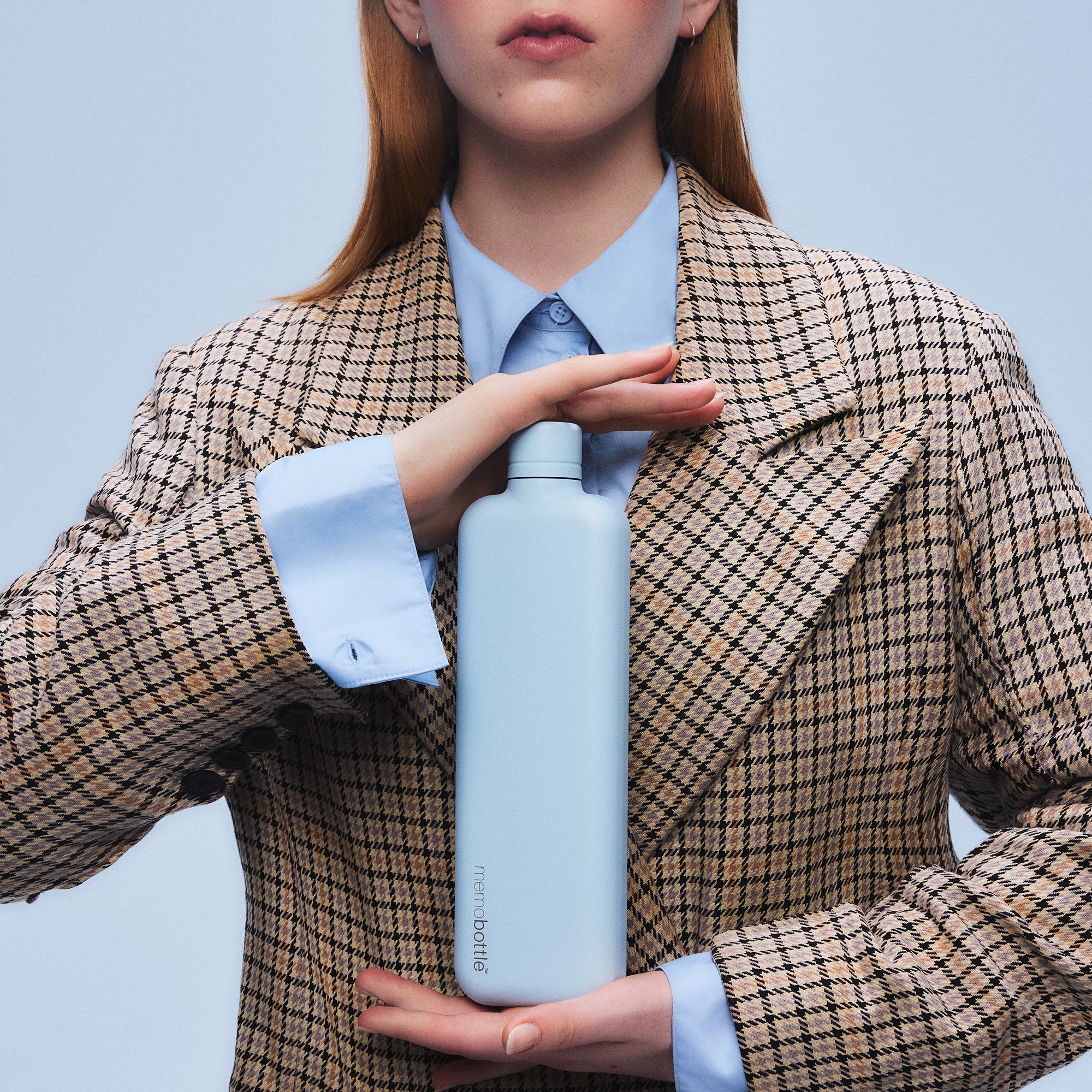 Slim memobottle (Stainless Steel) - Powder Blue
